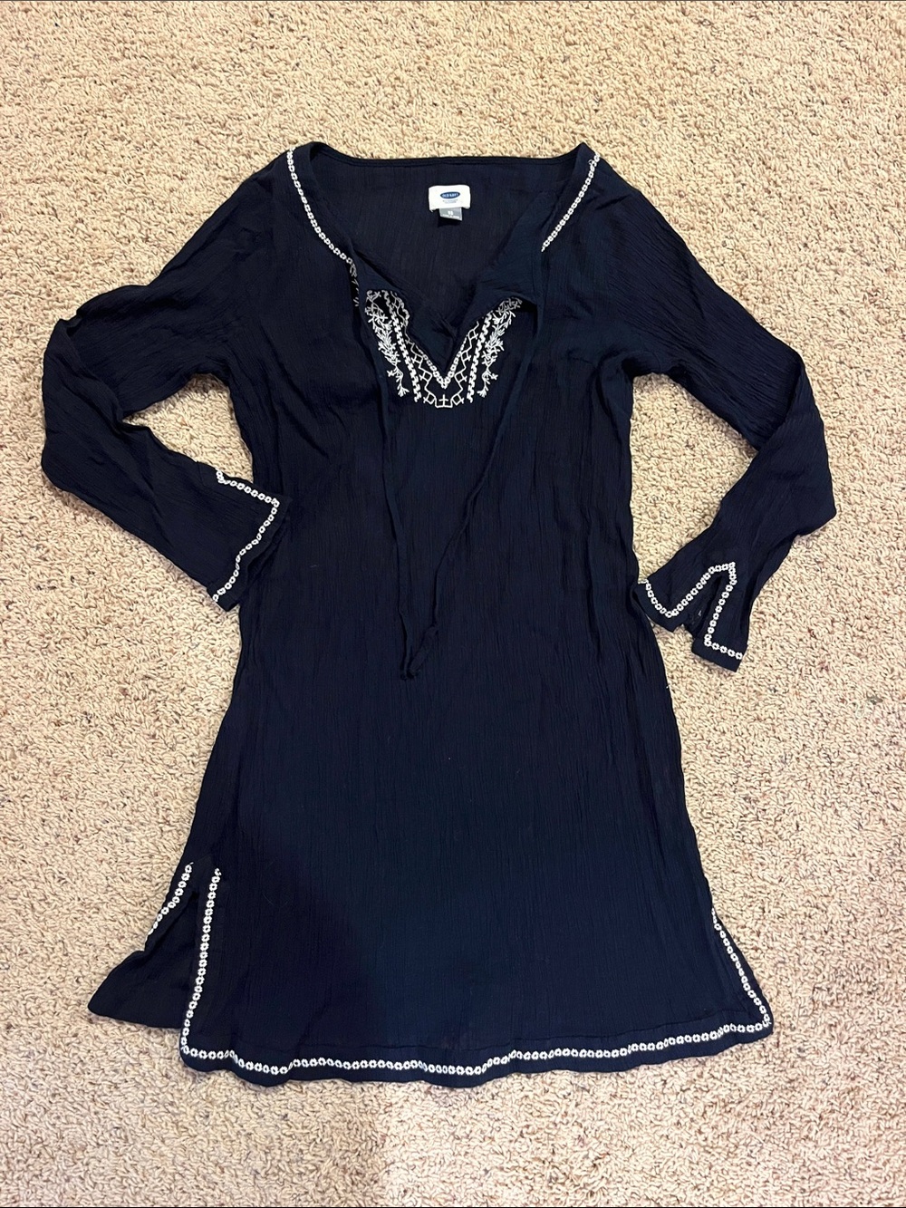 Old Navy Blue Embroidered V-Neck Swim Coverup